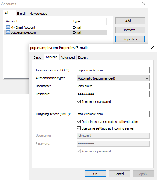 Account properties