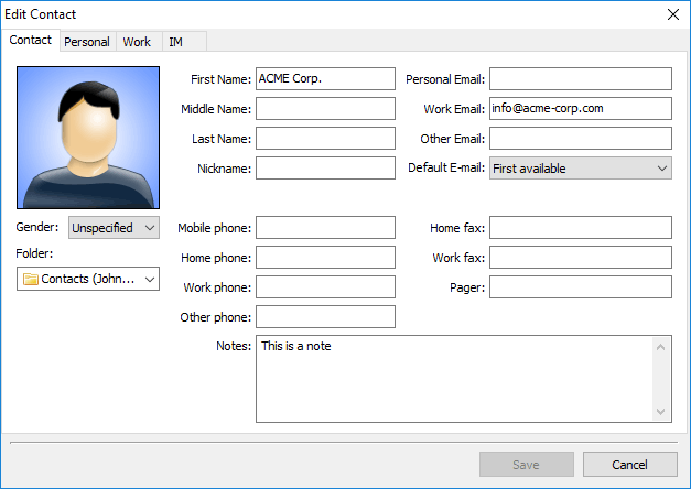 Contact properties