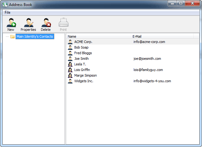 New Address Book with functionality similar to Windows Address Book (WAB).