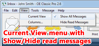 Current View menu offers to hide read messages