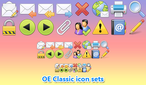 OE Classic has brand new icon set - the icons are optimized for pixel-perfect display and are crisp-clear even in smallest sizes such as 16x16