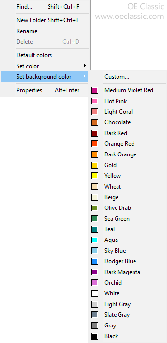 Folder color selection now has helpful color icons.
