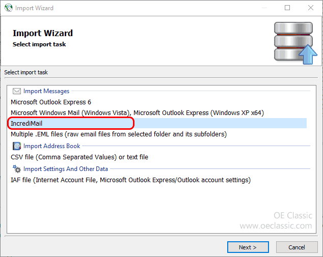 Full IncrediMail import - supports all known IncrediMail file formats - 1.0, 2.0 and 2.5!