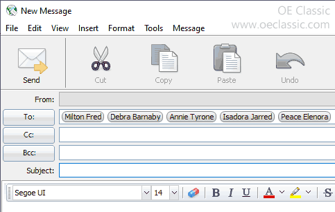 Pasting comma separated list of email addresses.