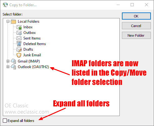 Expand all folders checkbox.