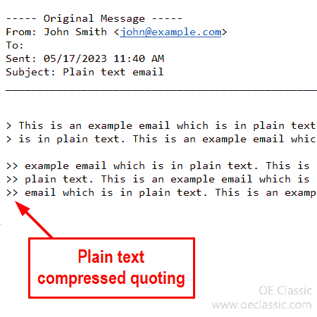 Compressed quoting/indenting for plain-text replies.